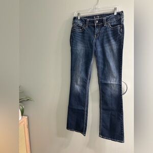 Y2K Silver Women's Suki Bootcut Jeans low rise with button pockets